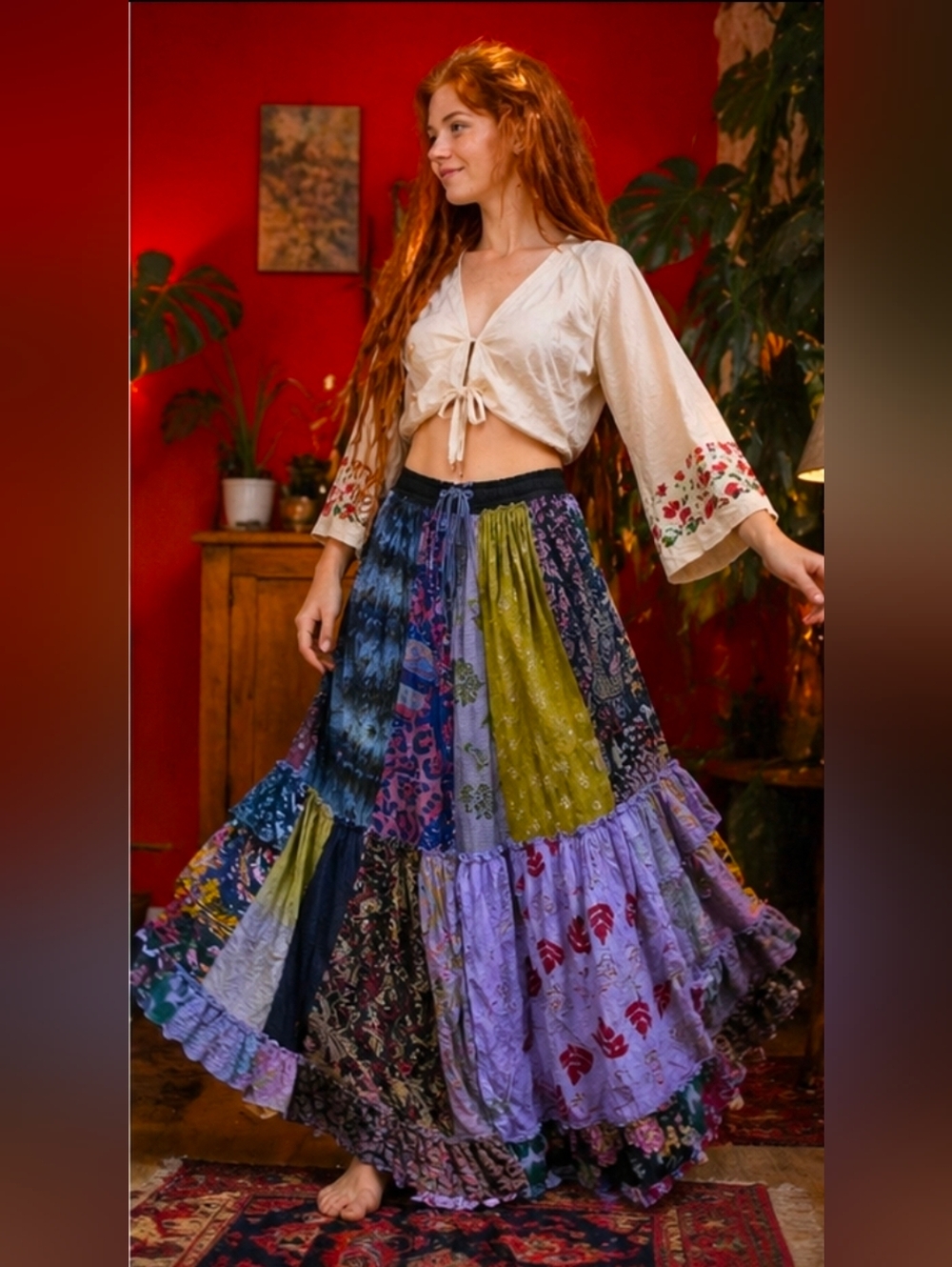 ANANTA Bohemian Patchwork Wide Legs ONE SIZE - Picture 4 of 13
